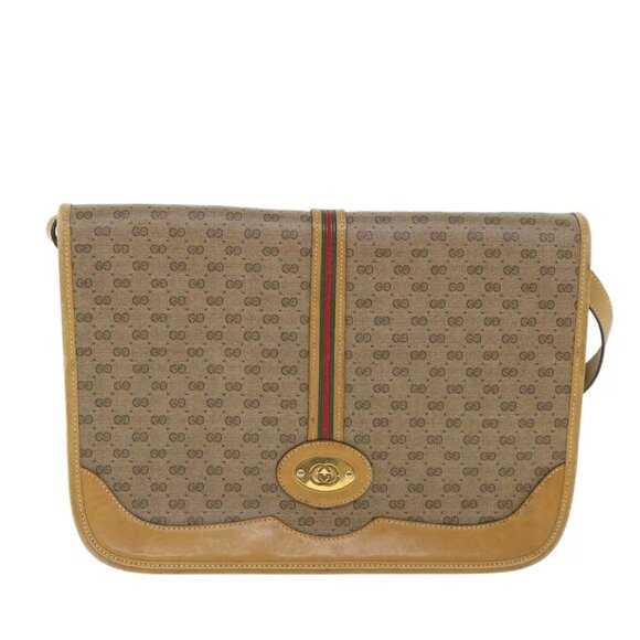 GUCCI Micro GG Canvas Web Sherry Line Shoulder Bag Beige Auth - Picture 4 of 15